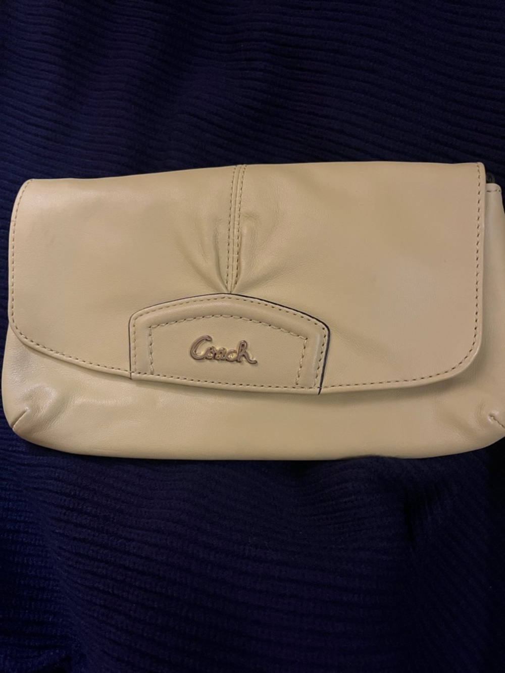 Coach Yellow Leather Clutch with Polished Logo